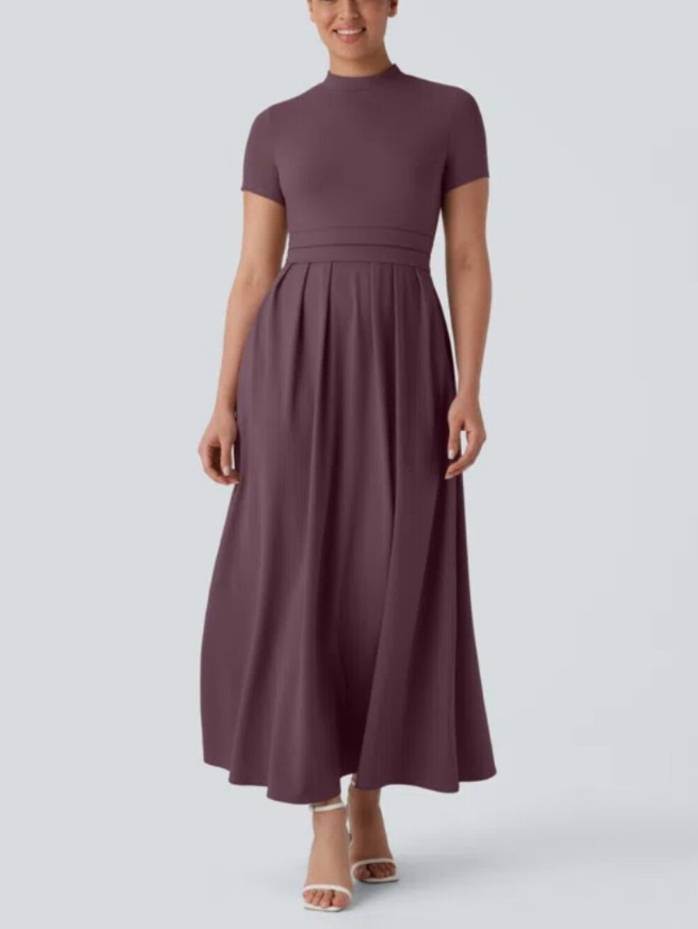 Halara Short Sleeve Maxi Dress in Plum Wine